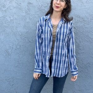 Vintage Cotton Shirt in Mens Large Blue Plaid 90s button down